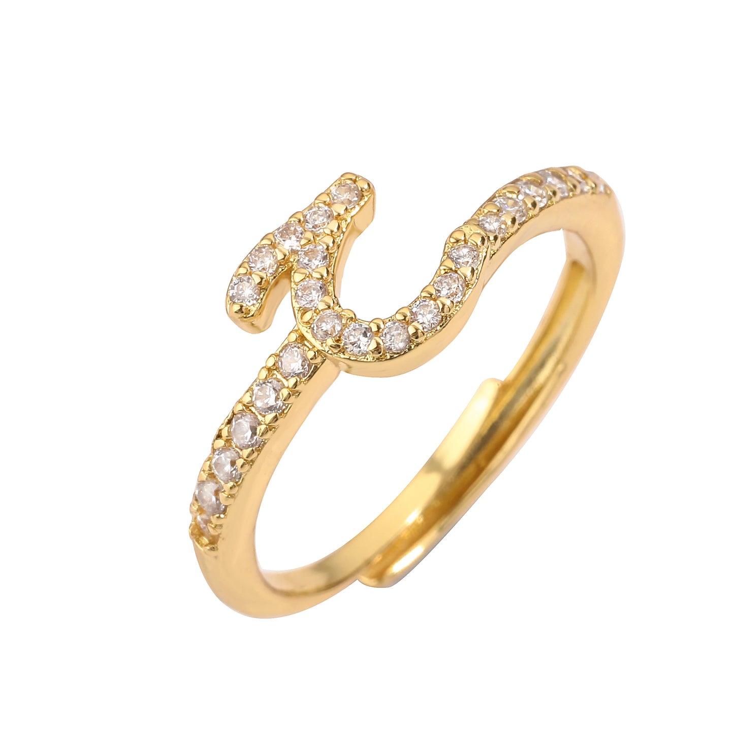 HECHENG,New Design Women's Fashion Ring Simple Zircon Arabic Letters Glass Square Design Ring Arabian Style Party Jewelry