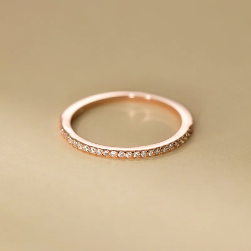 WANTME 925 Sterling Silver Simple Luxury Sparkling Zirconia Finger Ring for Women Fashion Chic Wedding Party Jewelry Accessories