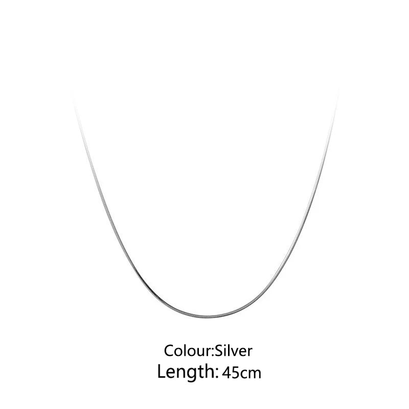 WANTME 925 Sterling Silver Minimalist Statement Gold Snake Bone Clavicle Necklace for Women Fashion Jewelry Pendant Accessories