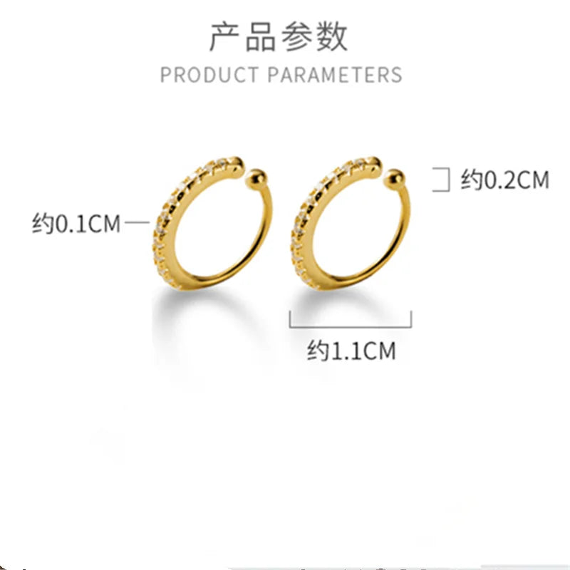 WANTME Genuine 100% 925 Sterling Silver U-shaped Clip Earrings Non Pierced Earrings Fashion Women Punk Rock Ear Cuff Jewelry