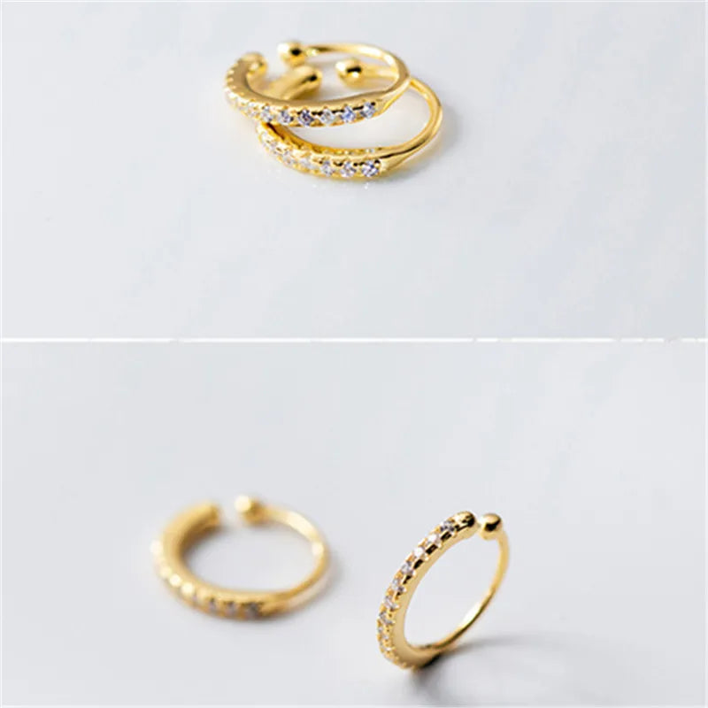 WANTME Genuine 100% 925 Sterling Silver U-shaped Clip Earrings Non Pierced Earrings Fashion Women Punk Rock Ear Cuff Jewelry