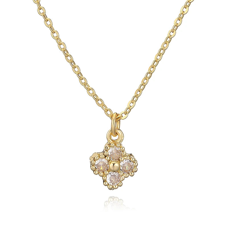 HECHENG, 18K Gold-plated CZ Stone Exquisite And Compact Flower Shaped Women's Necklace Collarbone Chain Dropshipping