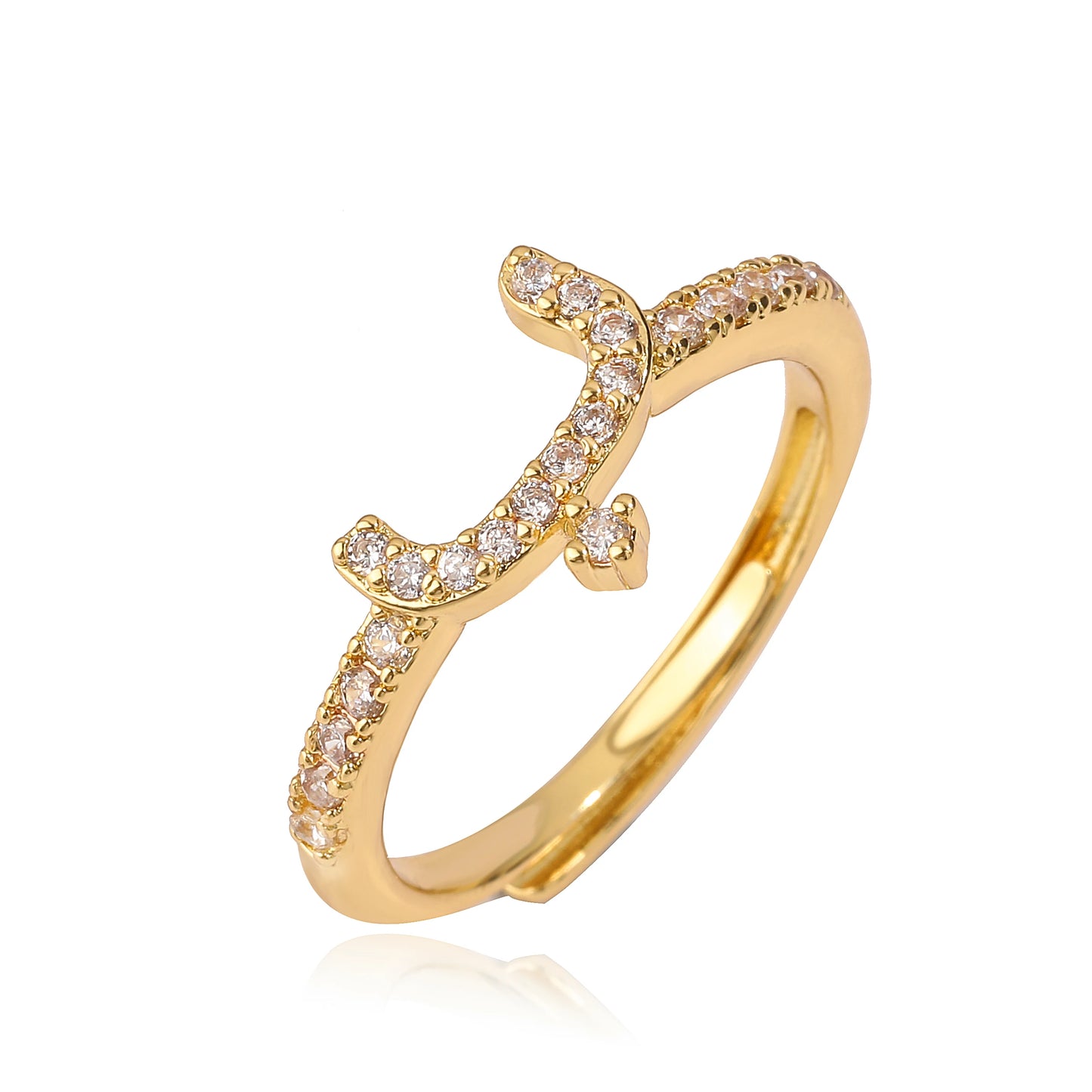 HECHENG,New Design Women's Fashion Ring Simple Zircon Arabic Letters Glass Square Design Ring Arabian Style Party Jewelry