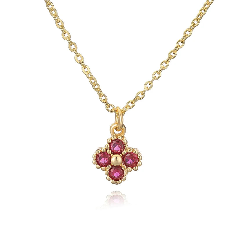 HECHENG, 18K Gold-plated CZ Stone Exquisite And Compact Flower Shaped Women's Necklace Collarbone Chain Dropshipping