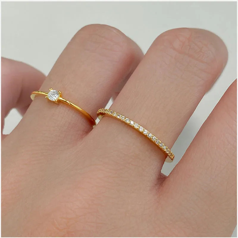 WANTME 925 Sterling Silver Simple Luxury Sparkling Zirconia Finger Ring for Women Fashion Chic Wedding Party Jewelry Accessories