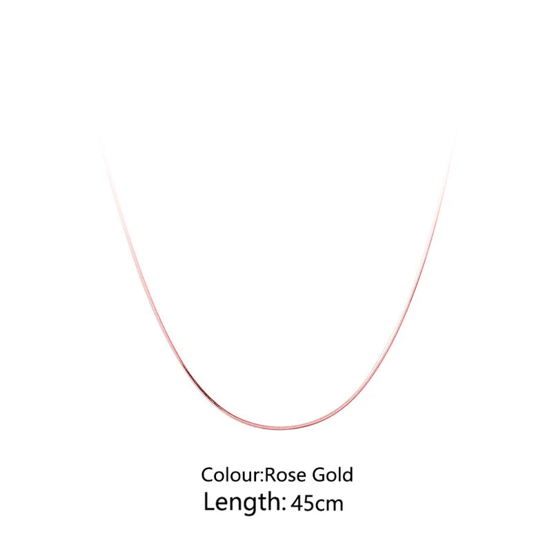 WANTME 925 Sterling Silver Minimalist Statement Gold Snake Bone Clavicle Necklace for Women Fashion Jewelry Pendant Accessories