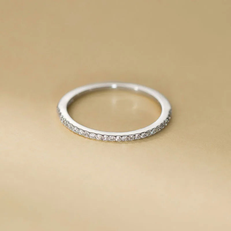 WANTME 925 Sterling Silver Simple Luxury Sparkling Zirconia Finger Ring for Women Fashion Chic Wedding Party Jewelry Accessories