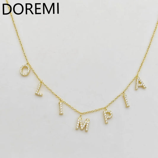 DOREMI Custom Jewelry Gift Design Women Necklace Letters Custom Name Color CZ 9mm Size Initial Letters Choker Chain Necklace