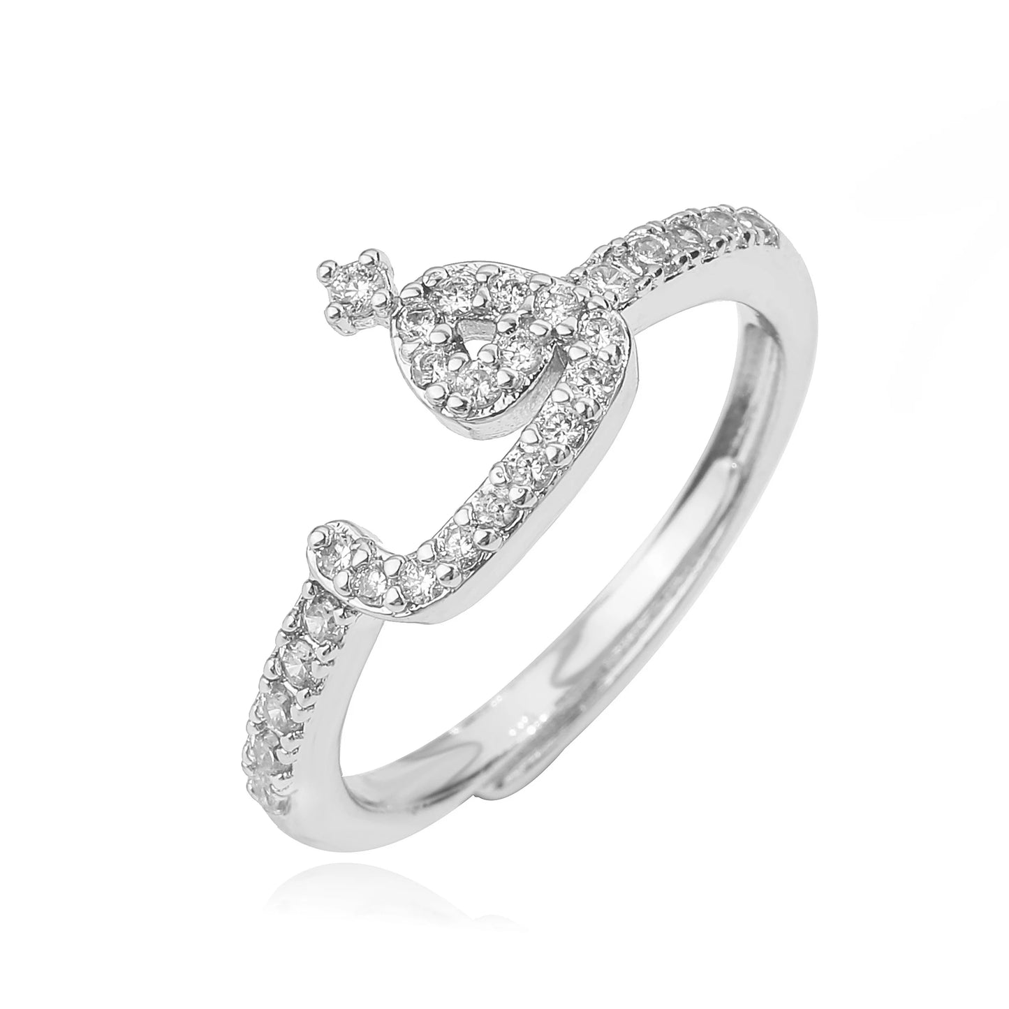 HECHENG,New Design Women's Fashion Ring Simple Zircon Arabic Letters Glass Square Design Ring Arabian Style Party Jewelry