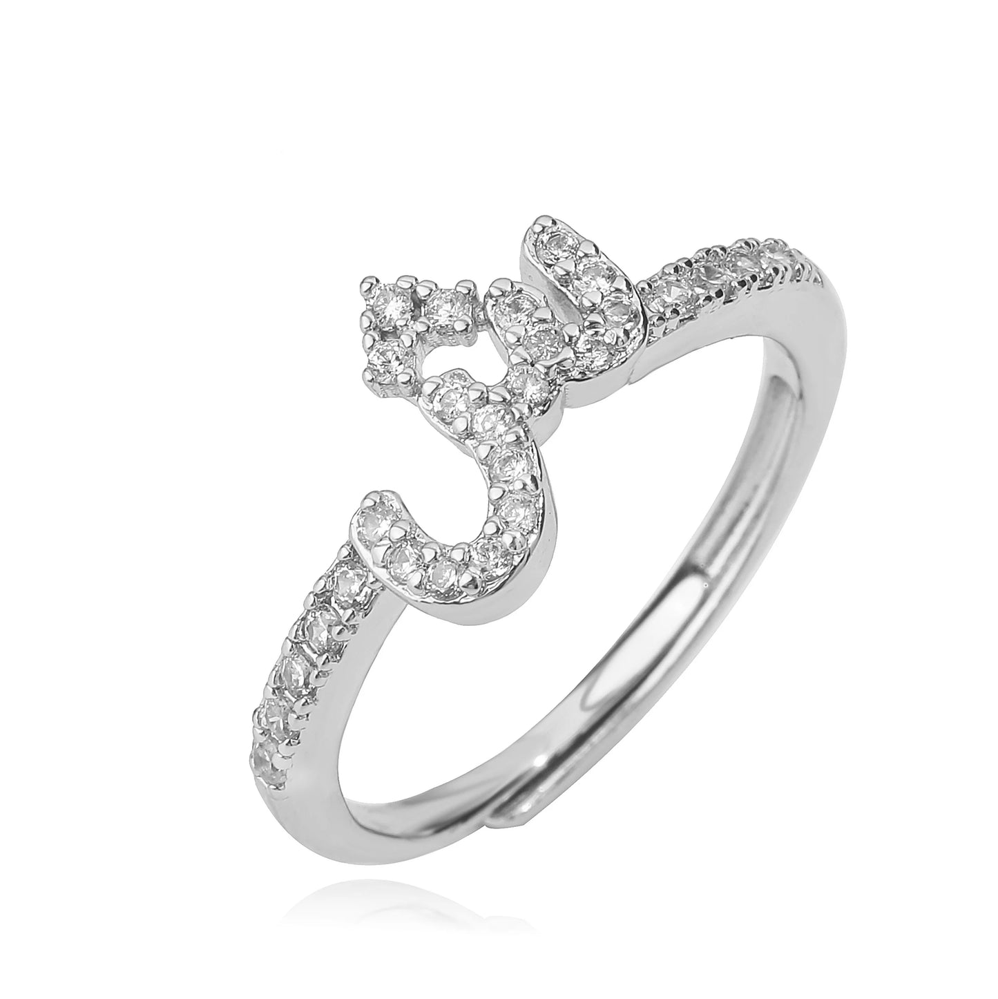 HECHENG,New Design Women's Fashion Ring Simple Zircon Arabic Letters Glass Square Design Ring Arabian Style Party Jewelry