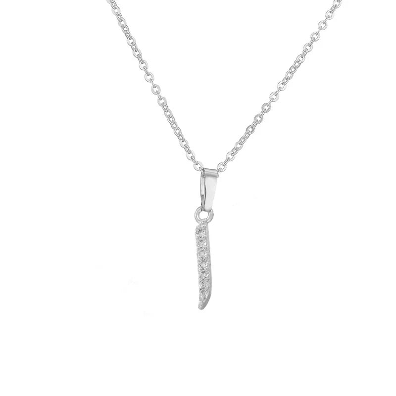 HECHENG Arabic Letter Name Inlaid CZ Stone Pendant Necklace Brass Chain Letter Pendant Necklace Women's Gift Jewelry