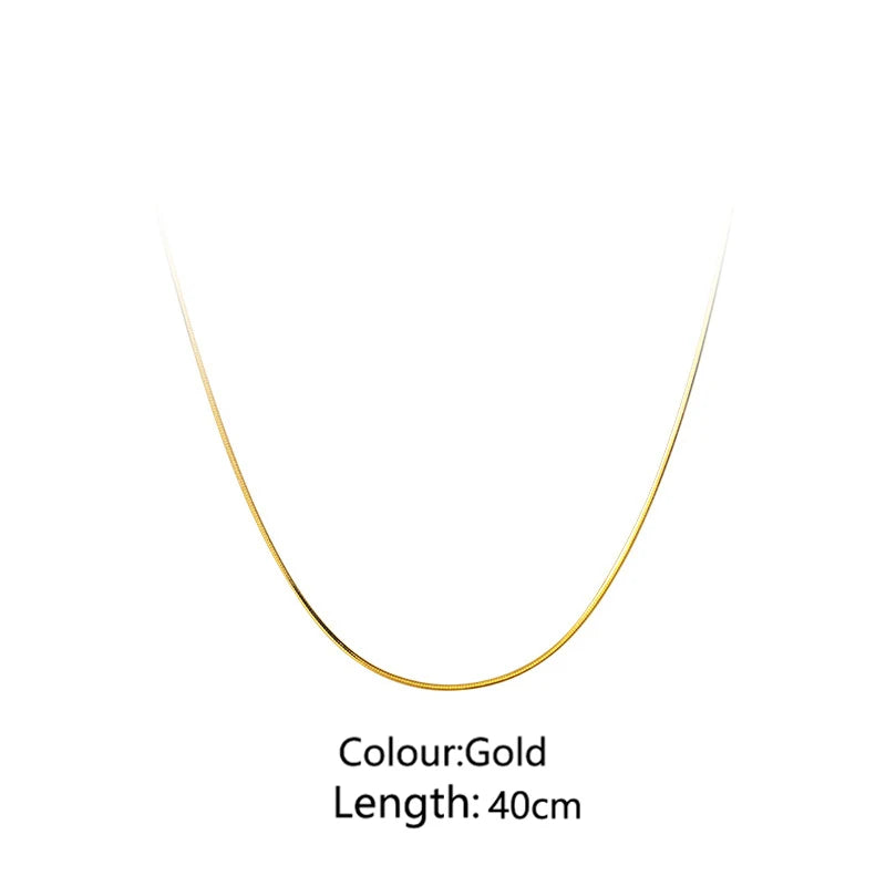 WANTME 925 Sterling Silver Minimalist Statement Gold Snake Bone Clavicle Necklace for Women Fashion Jewelry Pendant Accessories