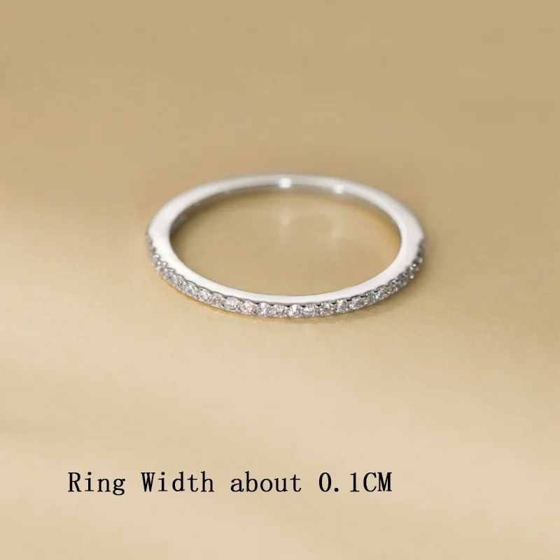 WANTME 925 Sterling Silver Simple Luxury Sparkling Zirconia Finger Ring for Women Fashion Chic Wedding Party Jewelry Accessories