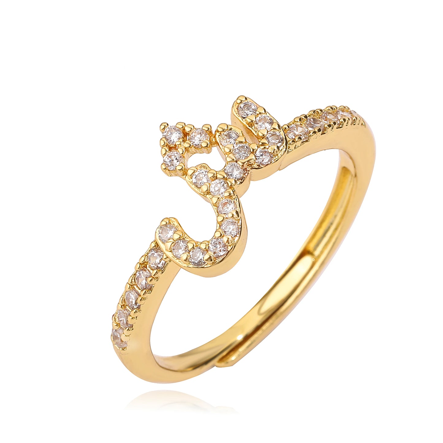 HECHENG,New Design Women's Fashion Ring Simple Zircon Arabic Letters Glass Square Design Ring Arabian Style Party Jewelry