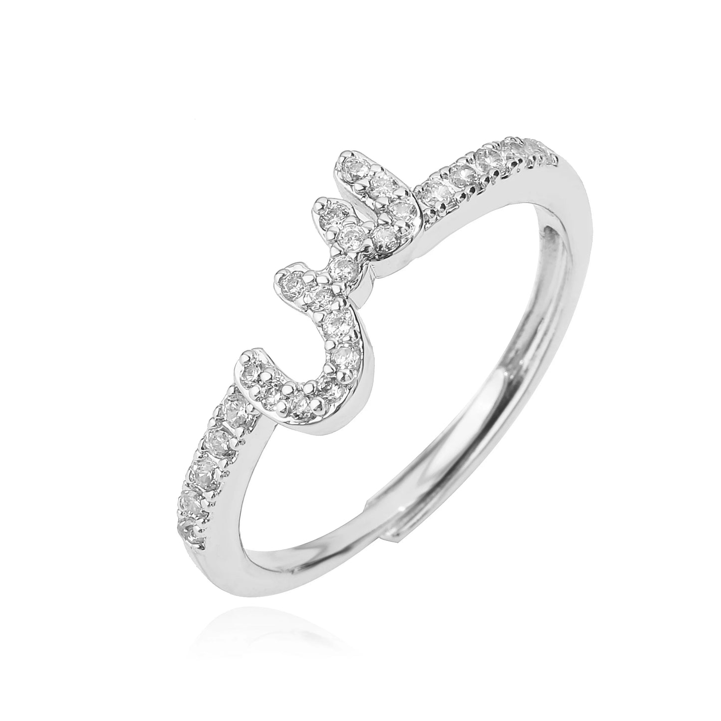 HECHENG,New Design Women's Fashion Ring Simple Zircon Arabic Letters Glass Square Design Ring Arabian Style Party Jewelry