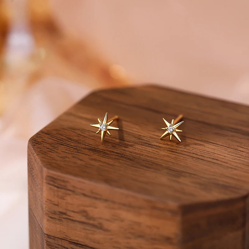 WANTME 925 Sterling Silver Fashion Simple Romantic Light Star Screw Bead Stud Earrings for Women Birthday Party Piercing Jewelry