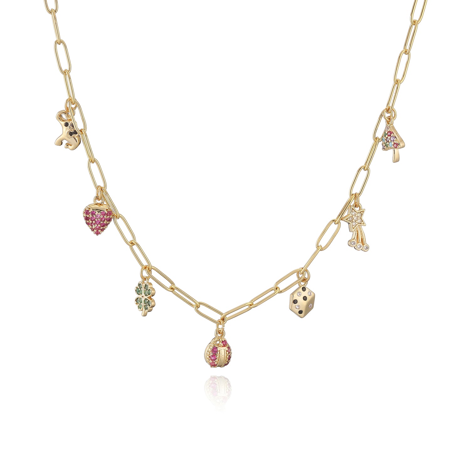 HECHENG,French Vintage Dopamine Colourful Pendant Stainless Steel Necklace Collarbone Chain Ladies Sweet Fashion Jewellery 1 PCS