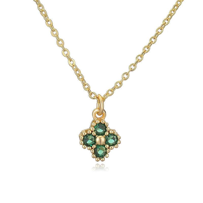 HECHENG, 18K Gold-plated CZ Stone Exquisite And Compact Flower Shaped Women's Necklace Collarbone Chain Dropshipping