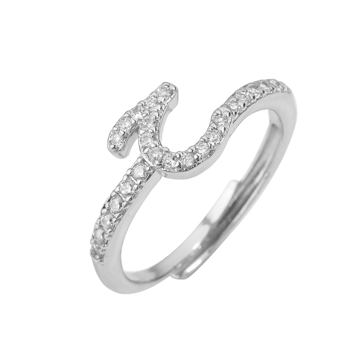 HECHENG,New Design Women's Fashion Ring Simple Zircon Arabic Letters Glass Square Design Ring Arabian Style Party Jewelry