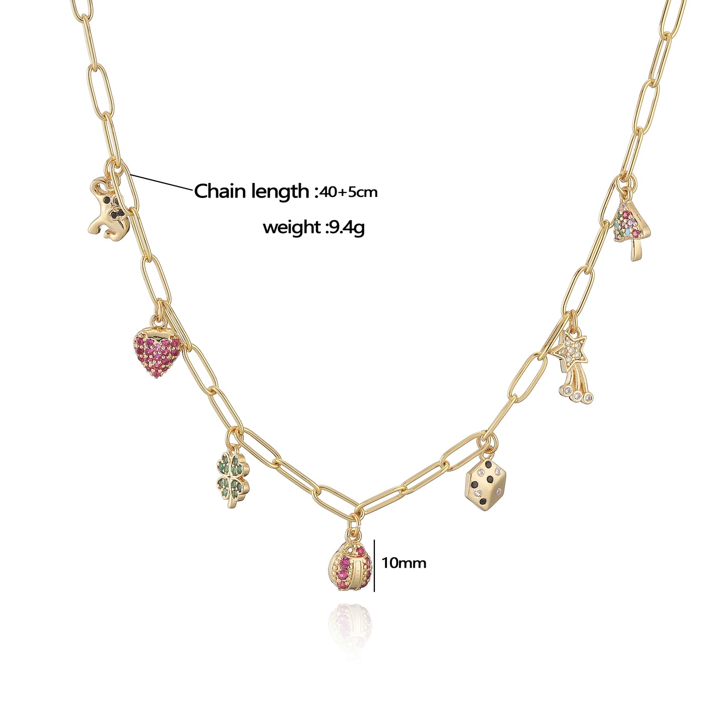 HECHENG,French Vintage Dopamine Colourful Pendant Stainless Steel Necklace Collarbone Chain Ladies Sweet Fashion Jewellery 1 PCS