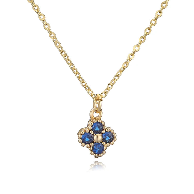 HECHENG, 18K Gold-plated CZ Stone Exquisite And Compact Flower Shaped Women's Necklace Collarbone Chain Dropshipping