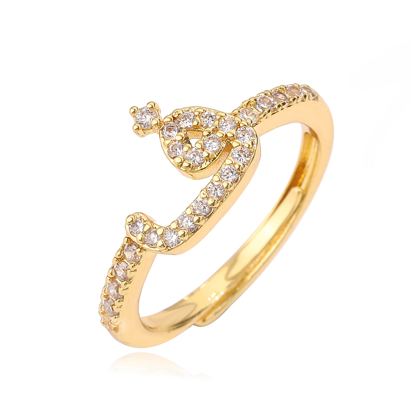 HECHENG,New Design Women's Fashion Ring Simple Zircon Arabic Letters Glass Square Design Ring Arabian Style Party Jewelry