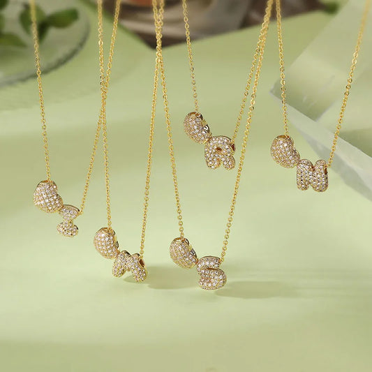 HECHENG,Heart Shaped Delicate Zirconia Initial Necklace Golden A-Z Small Letter Pendant Chain Ladies Birthday Jewellery Gift