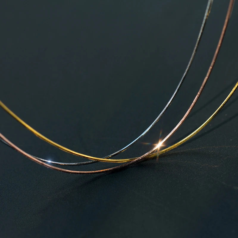 WANTME 925 Sterling Silver Minimalist Statement Gold Snake Bone Clavicle Necklace for Women Fashion Jewelry Pendant Accessories