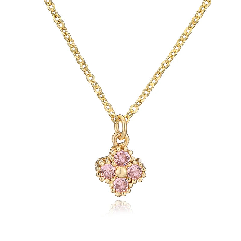 HECHENG, 18K Gold-plated CZ Stone Exquisite And Compact Flower Shaped Women's Necklace Collarbone Chain Dropshipping