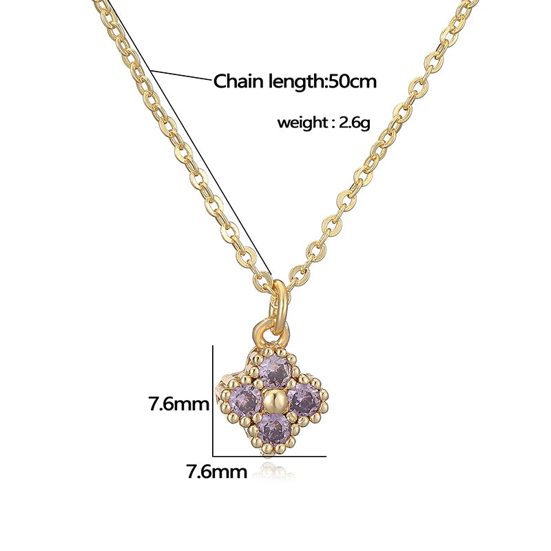 HECHENG, 18K Gold-plated CZ Stone Exquisite And Compact Flower Shaped Women's Necklace Collarbone Chain Dropshipping