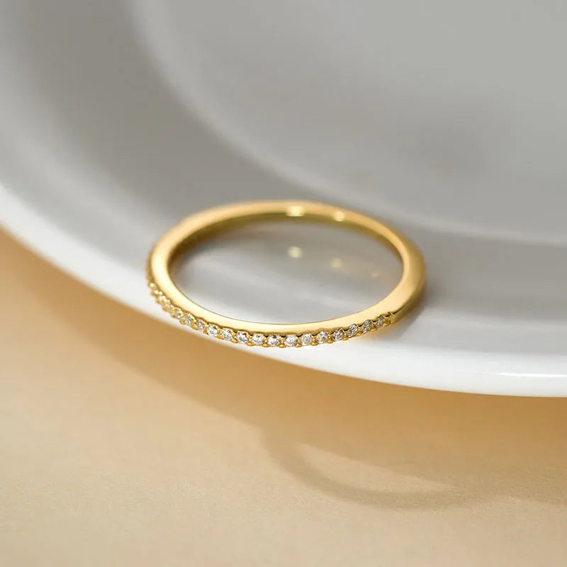 WANTME 925 Sterling Silver Simple Luxury Sparkling Zirconia Finger Ring for Women Fashion Chic Wedding Party Jewelry Accessories