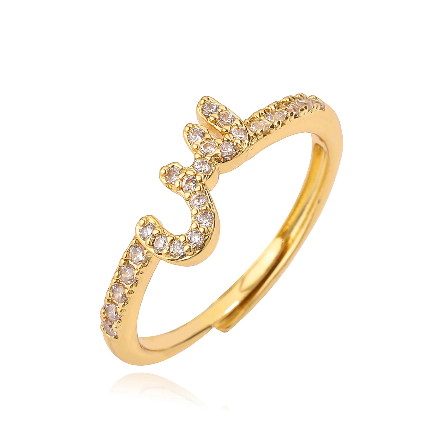 HECHENG,New Design Women's Fashion Ring Simple Zircon Arabic Letters Glass Square Design Ring Arabian Style Party Jewelry