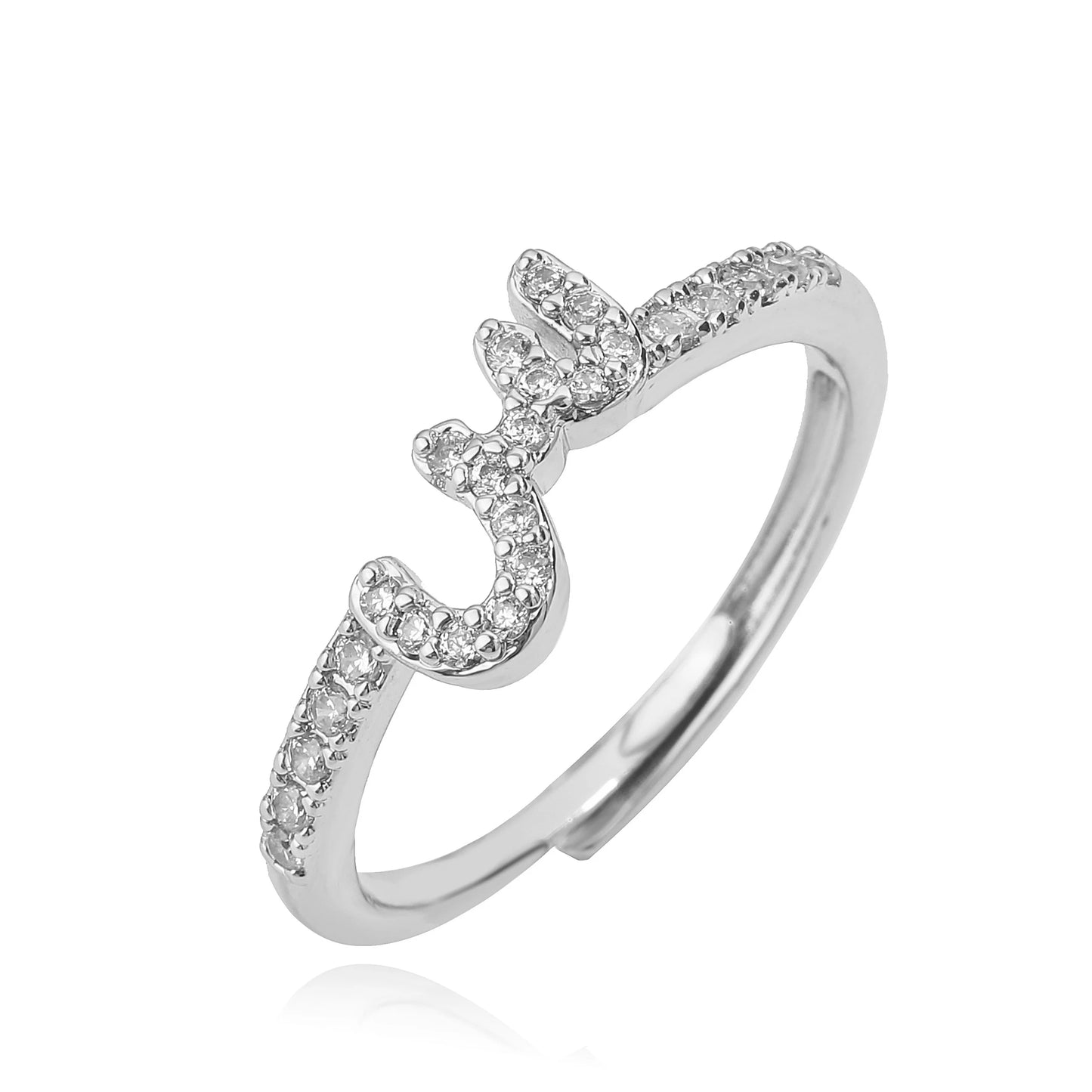 HECHENG,New Design Women's Fashion Ring Simple Zircon Arabic Letters Glass Square Design Ring Arabian Style Party Jewelry