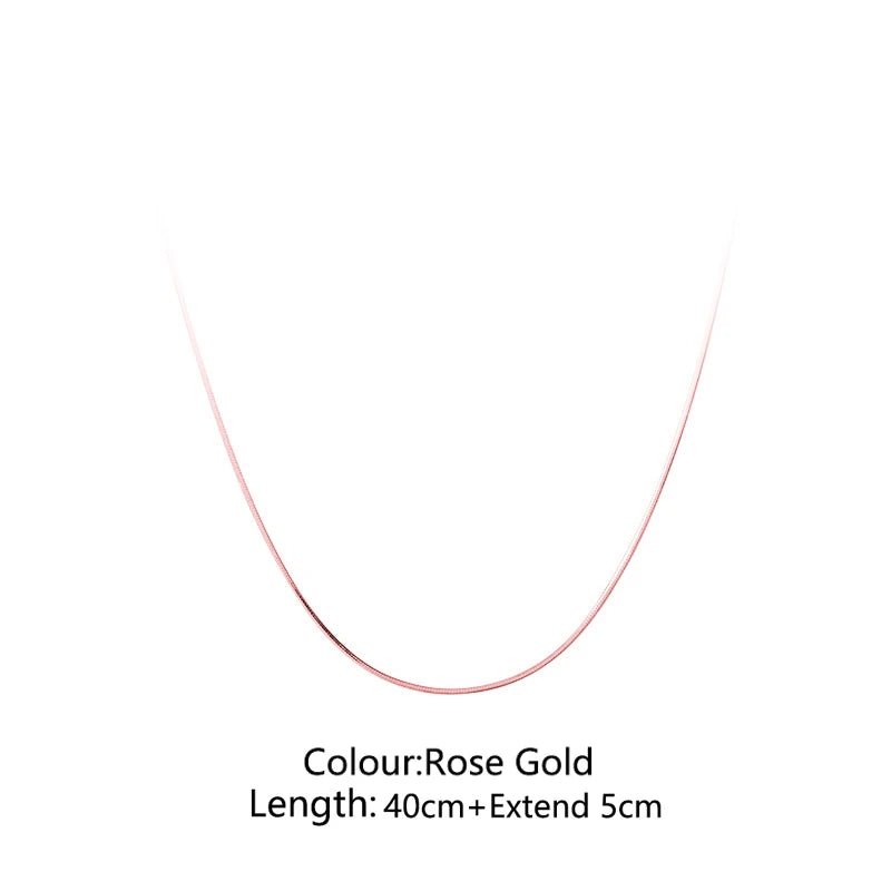 WANTME 925 Sterling Silver Minimalist Statement Gold Snake Bone Clavicle Necklace for Women Fashion Jewelry Pendant Accessories